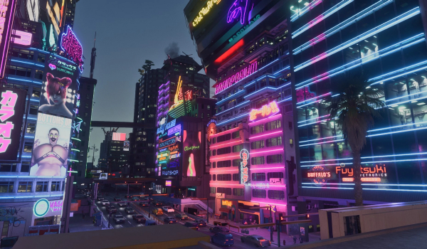 《赛博朋克2077》沃森区霓虹街景MOD