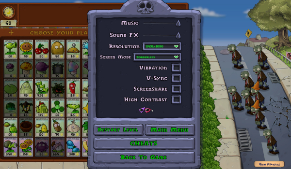 《植物大战僵尸:重植版》经典作弊菜单MOD
