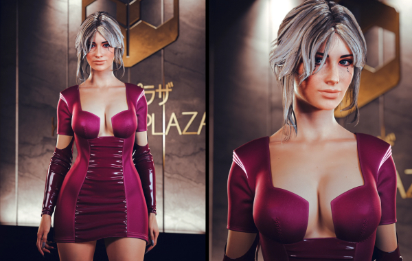 《赛博朋克2077》性感前台束身包臀连衣裙MOD
