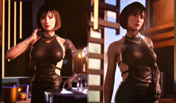 《赛博朋克2077》挂脖镂空连衣裙MOD