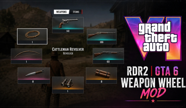 《荒野大镖客2》GTA6风格武器轮盘MOD